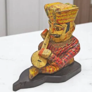 Vintage Wooden Musician Man Figurine