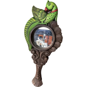 Wooden Handcrafted Parrot Hand Mirror Decorative Mirror