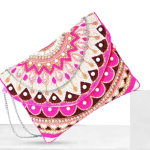 Indian Aura Maniac Pink Beaded Handmade Handbag
