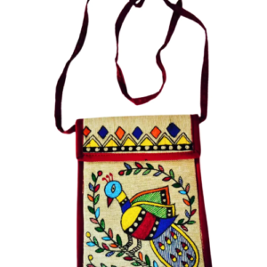 Peacock Jute Sling Bag – Hand-Painted Crossbody